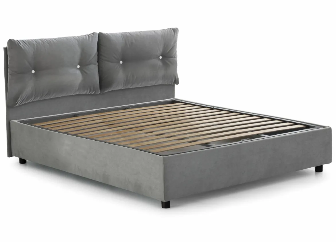 Letto piazza e mezza Arieta, con materasso Cm 120x190 incluso, Grigio