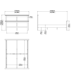 Letto piazza e mezza Armungia, 172x213 h110 cm, Bianco