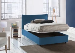 Letto piazza e mezza Arnaldo, adatto per materasso Cm 120x200, Blu