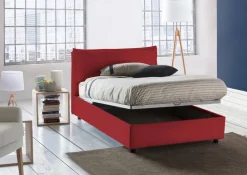 Letto piazza e mezza Arnaldo, adatto per materasso Cm 120x200, Rosso