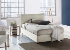 Letto piazza e mezza Asso, adatto per materasso Cm 120x190, Beige