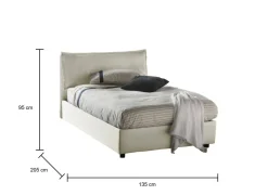 Letto piazza e mezza Asso, adatto per materasso Cm 120x190, Beige