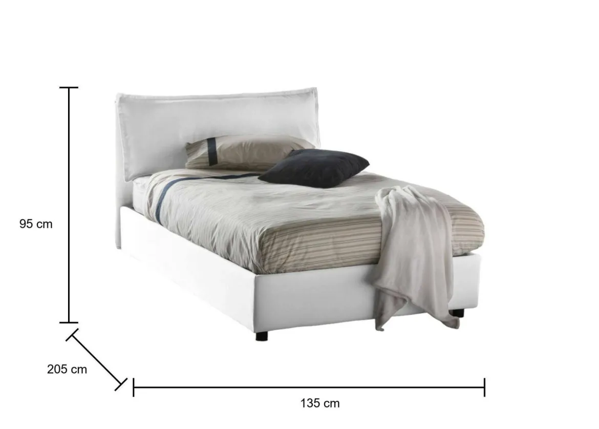 Letto piazza e mezza Asso, adatto per materasso Cm 120x190, Blu