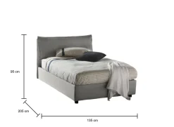 Letto piazza e mezza Asso, adatto per materasso Cm 120x190, Rosso