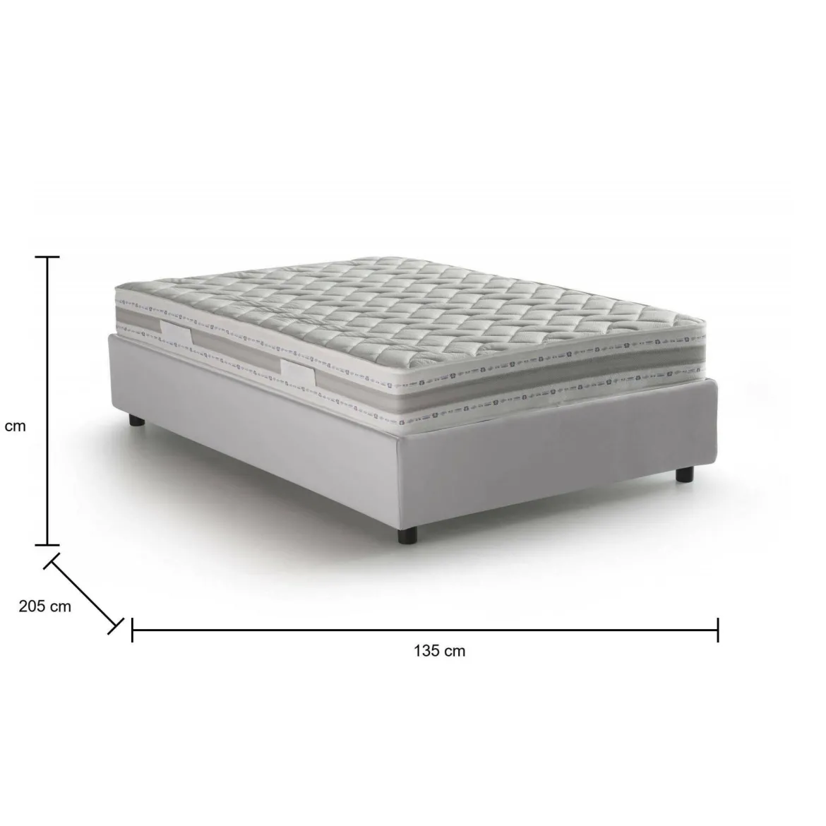 Letto piazza e mezza Atar, con materasso Cm 120x190 incluso, Bianco