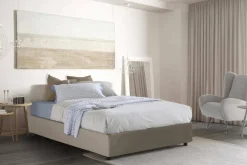 Letto piazza e mezza Atar, con materasso Cm 120x190 incluso, Tortora