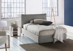 Letto piazza e mezza Attinia, con materasso Cm 120x190 incluso, Grigio