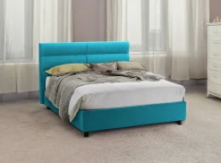 Letto Piazza e Mezza Azzurro Sfoderabile Contenitore, Dimensione Materasso 120x190 cm Made in Italy - Brivio