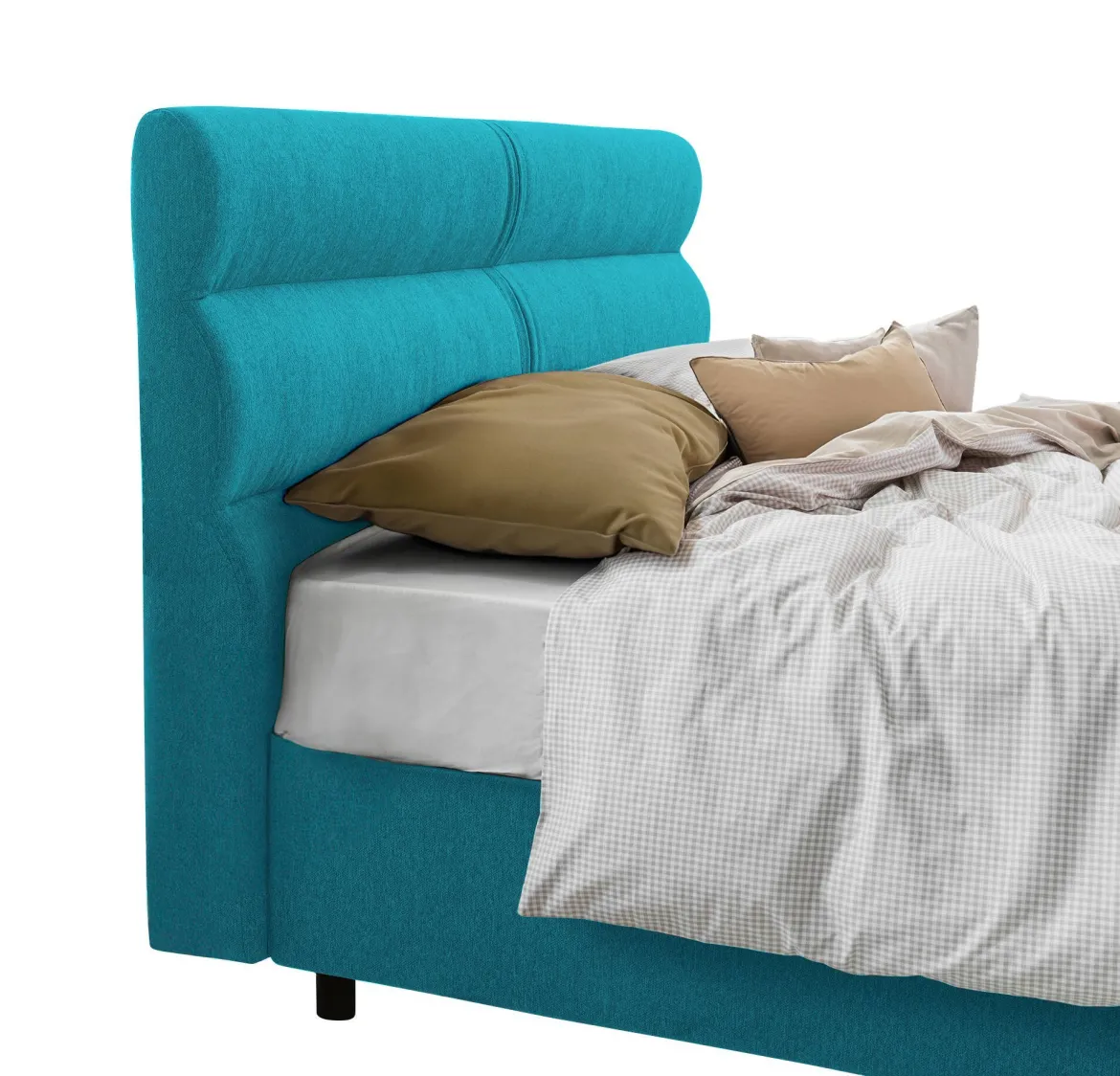 Letto Piazza e Mezza Azzurro Sfoderabile Contenitore, Dimensione Materasso 120x190 cm Made in Italy - Brivio