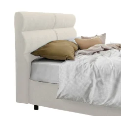 Letto Piazza e Mezza Beige Materasso Incluso Sfoderabile, Contenitore Made in Italy - Briosco
