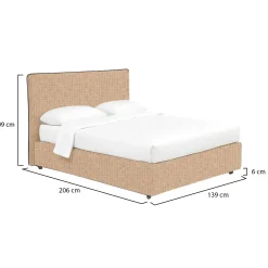 Letto Piazza e Mezza Beige Sfoderabile Contenitore, Dimensione Materasso 120x190 cm - Cirie