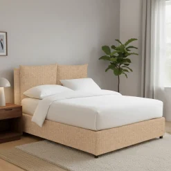 Letto Piazza e Mezza Beige Sfoderabile Contenitore, Dimensione Materasso 120x190 cm - Erchie
