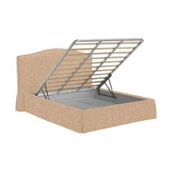 Letto Piazza e Mezza Beige Sfoderabile Contenitore, Dimensione Materasso 120x190 cm - Medolago