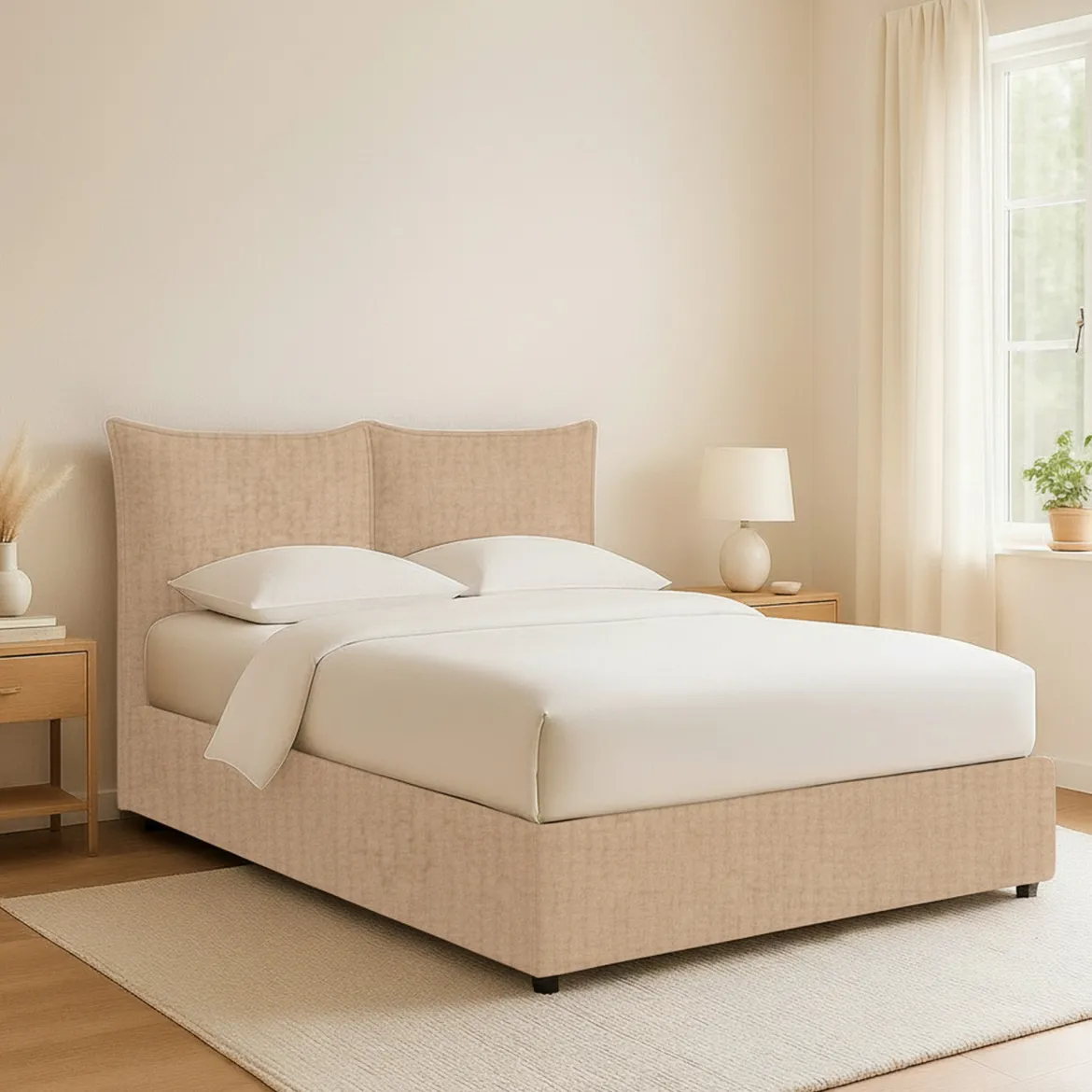 Letto Piazza e Mezza Beige Sfoderabile Contenitore, Dimensione Materasso 120x190 cm - Rabbi