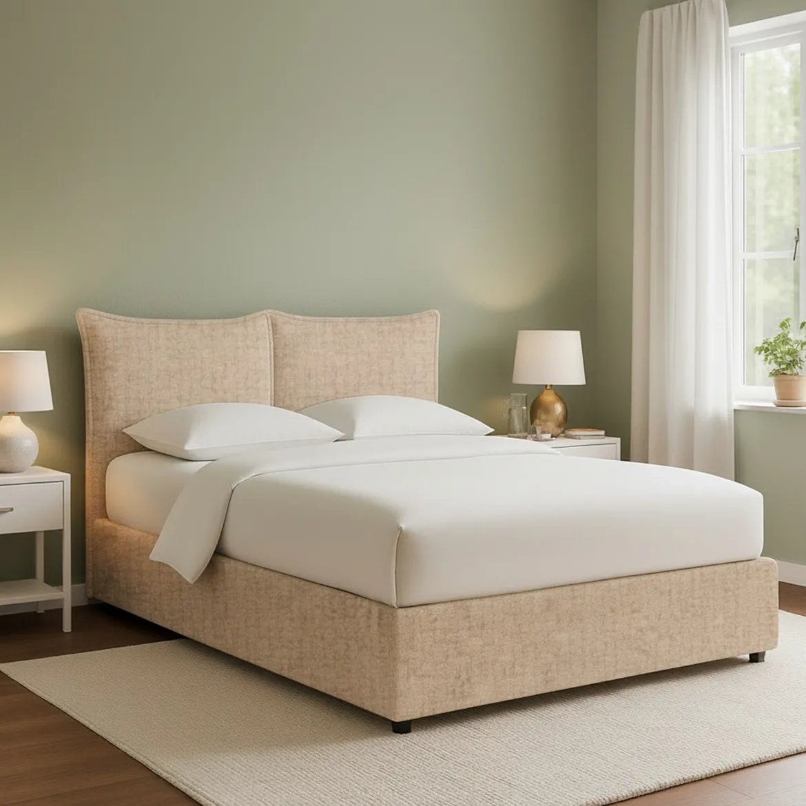 Letto Piazza e Mezza Beige Sfoderabile Contenitore, Dimensione Materasso 120x200 cm - Noceto