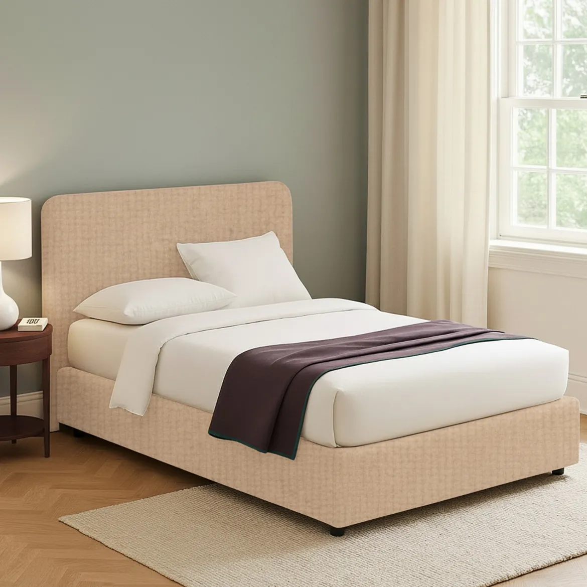 Letto Piazza e Mezza Beige Sfoderabile Contenitore, Dimensione Materasso 120x200 cm - Silandro