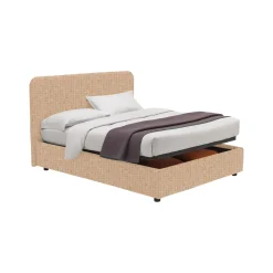Letto Piazza e Mezza Beige Sfoderabile Contenitore, Dimensione Materasso 120x200 cm - Silandro