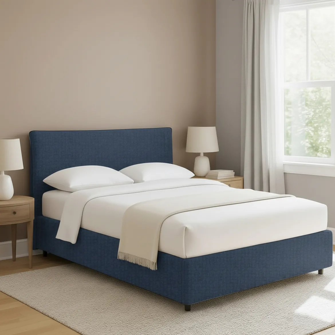 Letto Piazza e Mezza blu Sfoderabile Contenitore, Dimensione Materasso 120x190 cm - Cirie