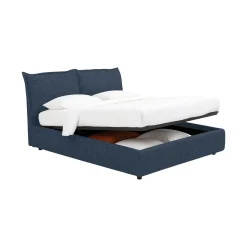 Letto Piazza e Mezza blu Sfoderabile Contenitore, Dimensione Materasso 120x190 cm - Rodero