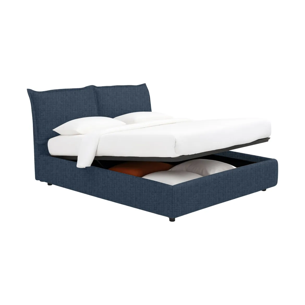 Letto Piazza e Mezza blu Sfoderabile Contenitore, Dimensione Materasso 120x190 cm - Rodero