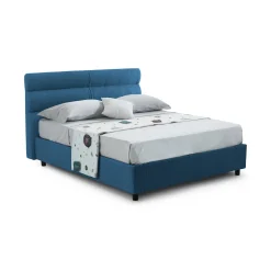 Letto Piazza e Mezza blu Sfoderabile Contenitore, Dimensione Materasso 120x190 cm Made in Italy - Brivio