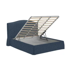 Letto Piazza e Mezza blu Sfoderabile Contenitore, Dimensione Materasso 120x200 cm - Pollutri
