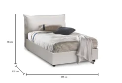 Letto piazza e mezza Cistus, con materasso Cm 120x190 incluso, Bianco