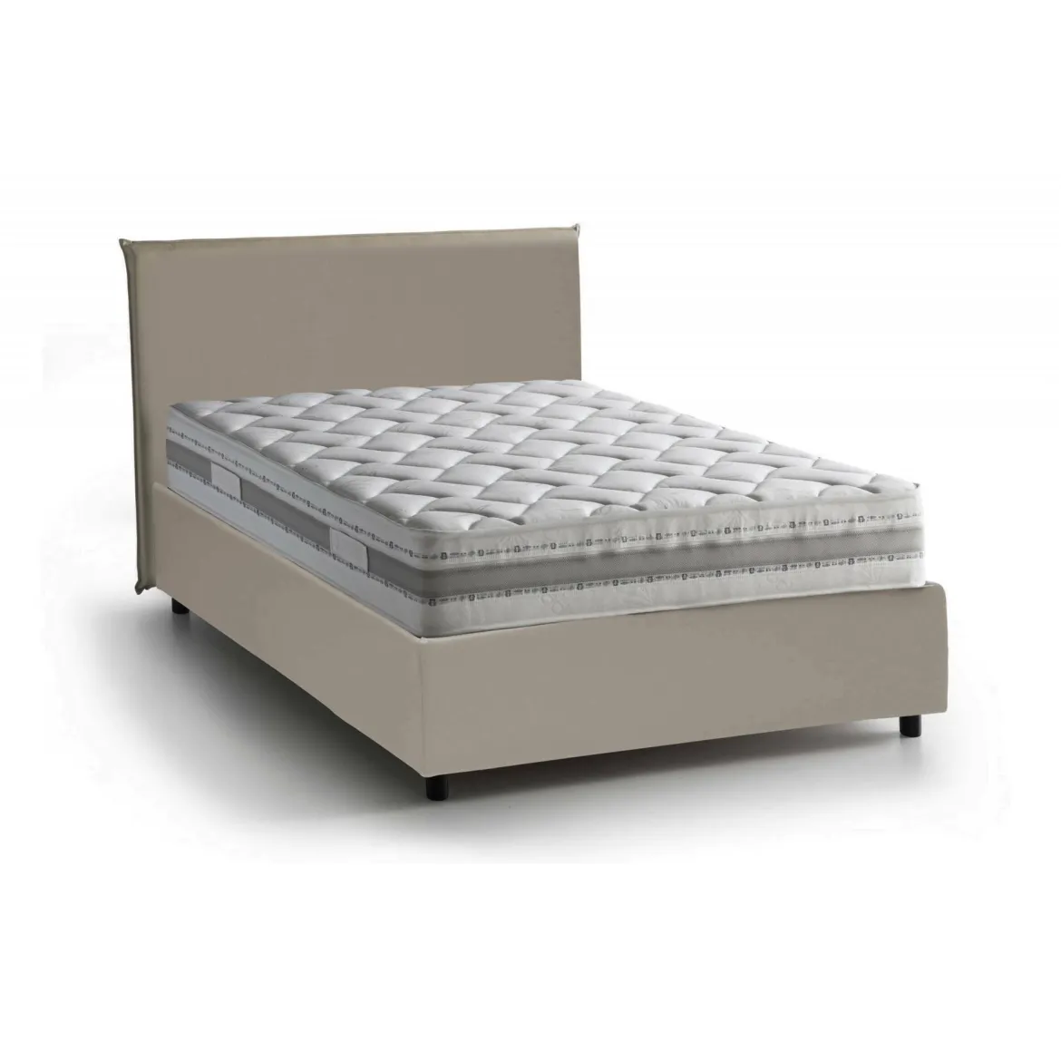 Letto piazza e mezza Dacem, con materasso Cm 120x190 incluso, Tortora