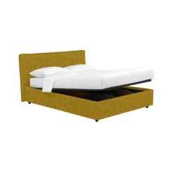 Letto Piazza e Mezza Giallo Ocra Sfoderabile Contenitore, Dimensione Materasso 120x190 cm - Dogliola