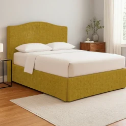 Letto Piazza e Mezza Giallo Ocra Sfoderabile Contenitore, Dimensione Materasso 120x190 cm - Lavagna
