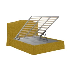 Letto Piazza e Mezza Giallo Ocra Sfoderabile Contenitore, Dimensione Materasso 120x200 cm - Pogno