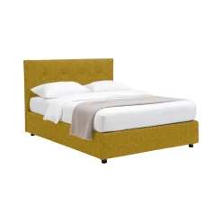 Letto Piazza e Mezza Giallo Ocra Sfoderabile Contenitore, Dimensione Materasso 120x200 cm - Pollutri