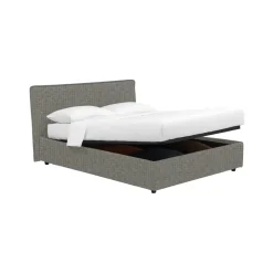 Letto Piazza e Mezza Grigio Cenere Sfoderabile Contenitore, Dimensione Materasso 120x190 cm - Dogliola