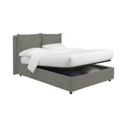 Letto Piazza e Mezza Grigio Cenere Sfoderabile Contenitore, Dimensione Materasso 120x200 cm - Marmora