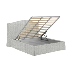Letto Piazza e Mezza Grigio Chiaro Sfoderabile Contenitore, Dimensione Materasso 120x190 cm - Medolago