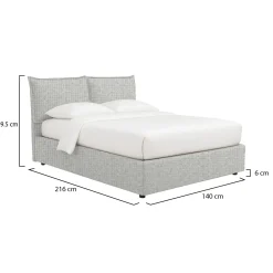 Letto Piazza e Mezza Grigio Chiaro Sfoderabile Contenitore, Dimensione Materasso 120x190 cm - Rodero