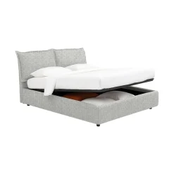 Letto Piazza e Mezza Grigio Chiaro Sfoderabile Contenitore, Dimensione Materasso 120x190 cm - Rodero