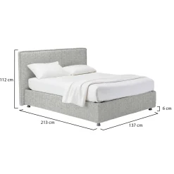 Letto Piazza e Mezza Grigio Chiaro Sfoderabile Contenitore, Dimensione Materasso 120x200 cm - Concesio