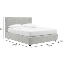 Letto Piazza e Mezza Grigio Chiaro Sfoderabile Contenitore, Dimensione Materasso 120x200 cm - Pogno