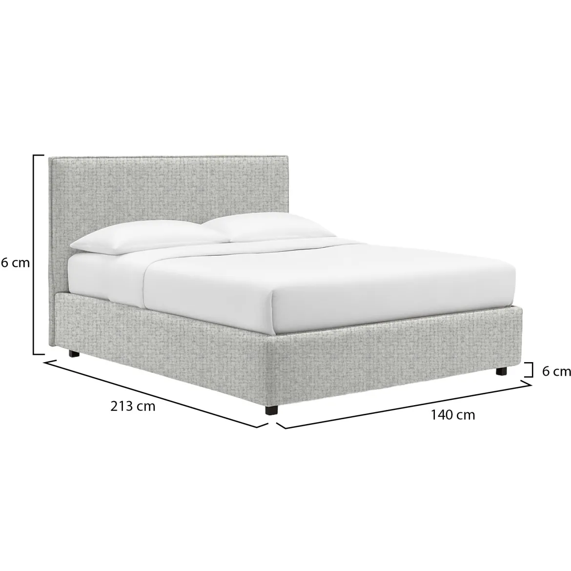Letto Piazza e Mezza Grigio Chiaro Sfoderabile Contenitore, Dimensione Materasso 120x200 cm - Pogno