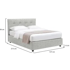 Letto Piazza e Mezza Grigio Chiaro Sfoderabile Contenitore, Dimensione Materasso 120x200 cm - Rezzago
