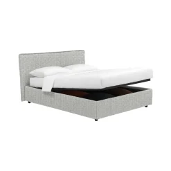 Letto Piazza e Mezza Grigio Chiaro Sfoderabile Contenitore, Dimensione Materasso 120x200 cm - Silandro