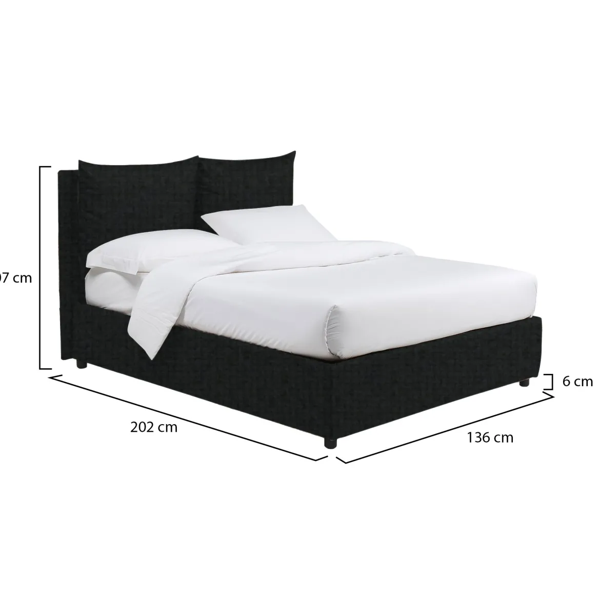 Letto Piazza e Mezza Grigio Scuro Sfoderabile Contenitore, Dimensione Materasso 120x190 cm - Forli