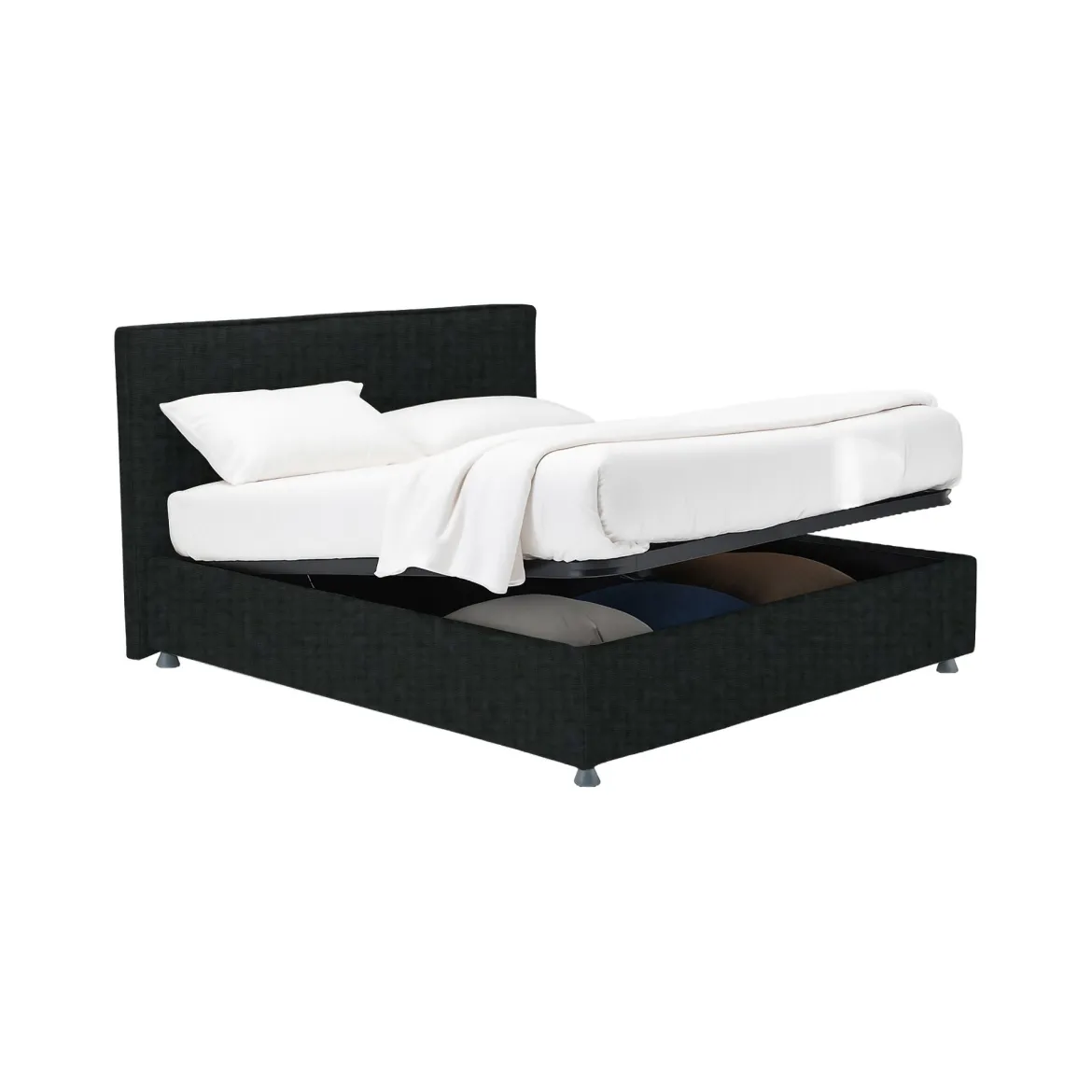 Letto Piazza e Mezza Grigio Scuro Sfoderabile Contenitore, Dimensione Materasso 120x200 cm - Codevigo