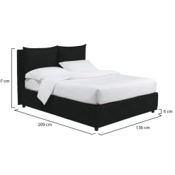 Letto Piazza e Mezza Grigio Scuro Sfoderabile Contenitore, Dimensione Materasso 120x200 cm - Diamante