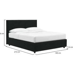 Letto Piazza e Mezza Grigio Scuro Sfoderabile Contenitore, Dimensione Materasso 120x200 cm - Noceto