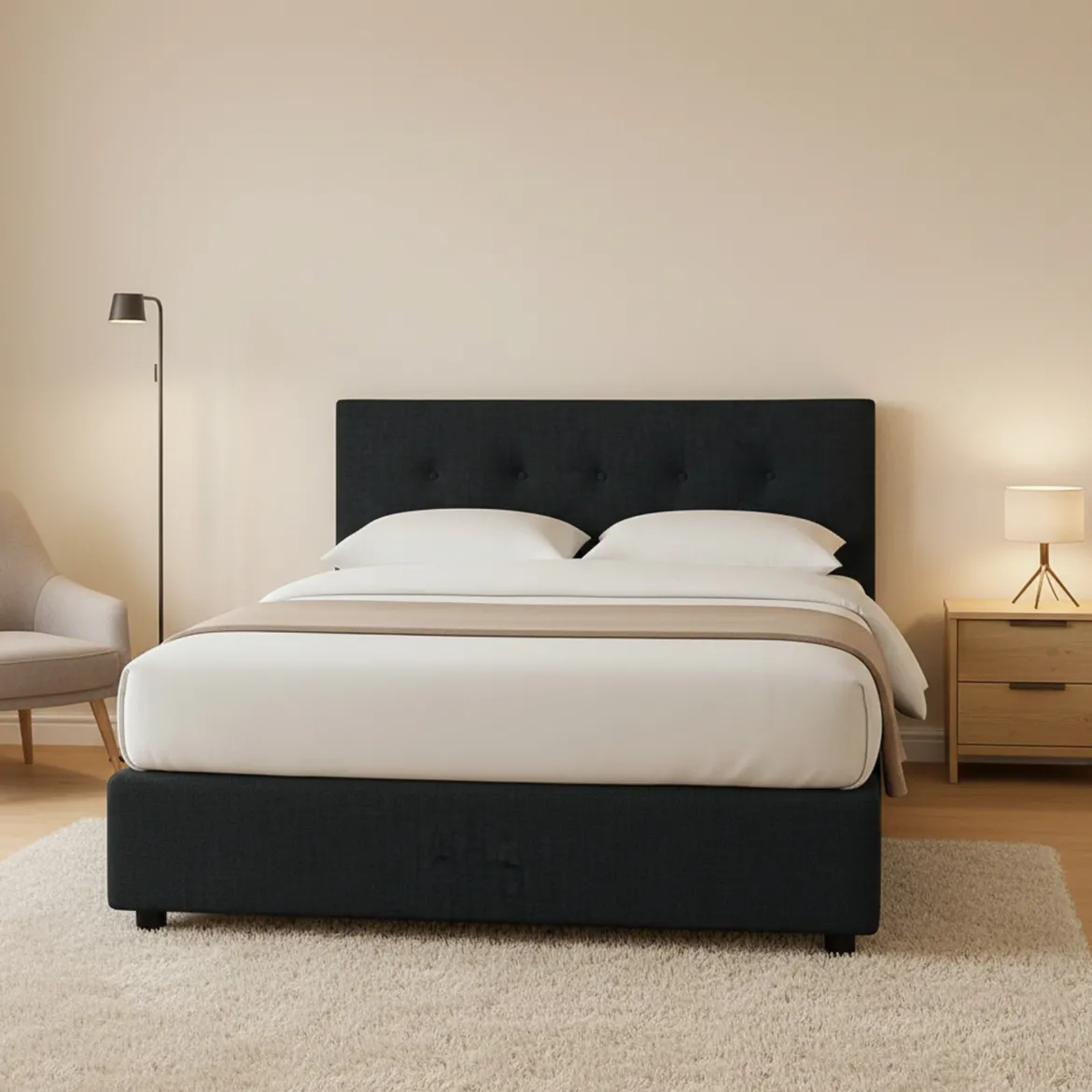 Letto Piazza e Mezza Grigio Scuro Sfoderabile Contenitore, Dimensione Materasso 120x200 cm - Rezzago