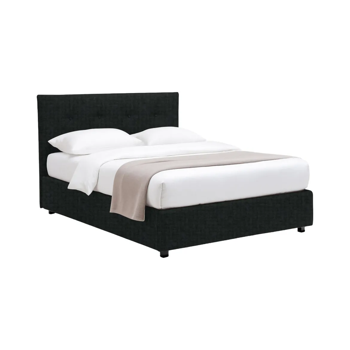 Letto Piazza e Mezza Grigio Scuro Sfoderabile Contenitore, Dimensione Materasso 120x200 cm - Rezzago