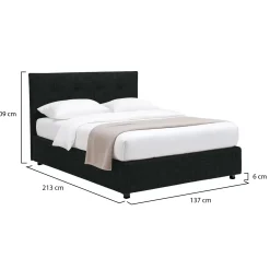 Letto Piazza e Mezza Grigio Scuro Sfoderabile Contenitore, Dimensione Materasso 120x200 cm - Rezzago