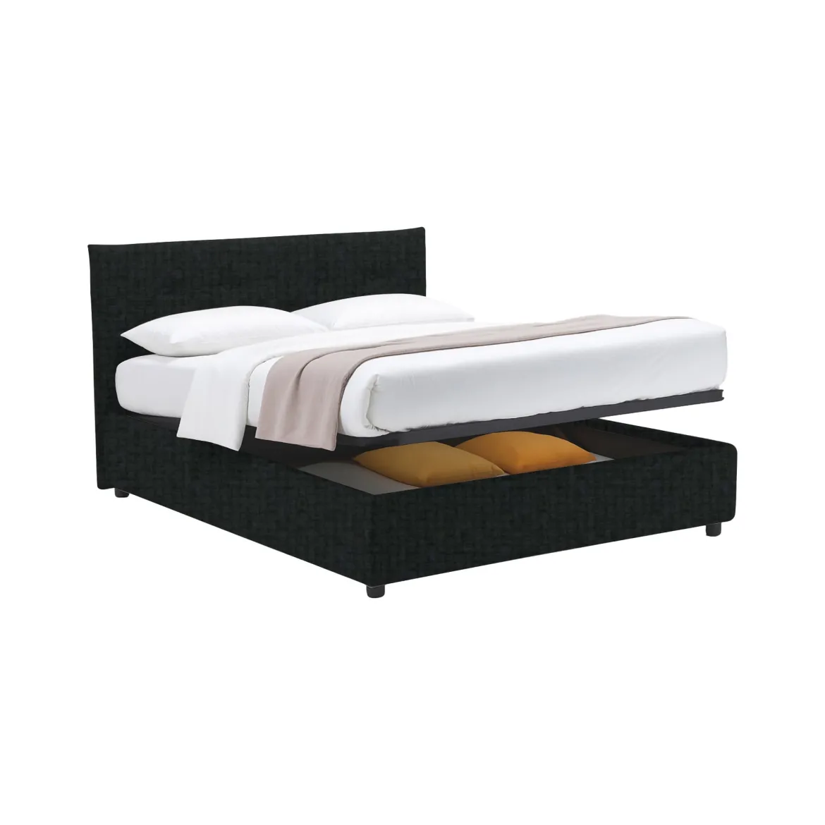Letto Piazza e Mezza Grigio Scuro Sfoderabile Contenitore, Dimensione Materasso 120x200 cm - Rezzago